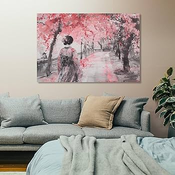 Amazon.co.jp: 絵画 桜の木の下で女性の後ろ姿 アートパネル